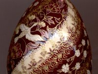 Spiral Birds and Blooms Chiyogami Ukrainian Style Easter Egg Pysanky by So Jeo : Pysanky Pysanka Ukrainian Easter egg batik ukrainian easter art batik  eggshell kimono chiyogami washi origami fans cranes birds blooms gold leaf sojeo leblond artist